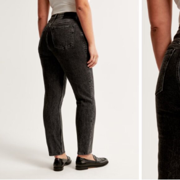 Abercrombie & Fitch (Curve Love) The Mom High Rise Grey Black Jeans Size 0 / 25 - Picture 7 of 7